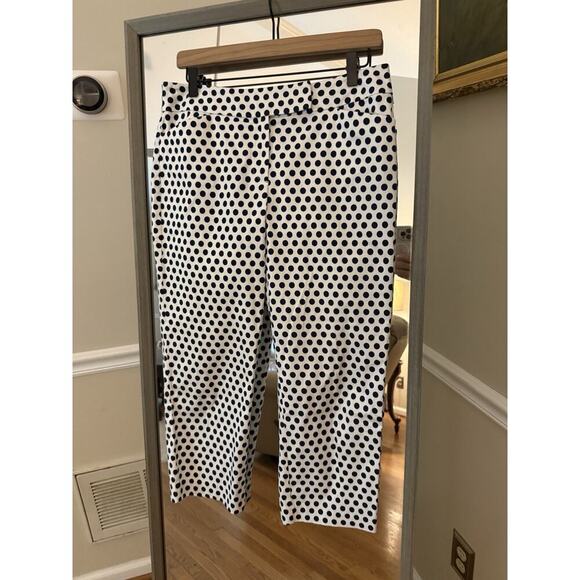Ann Taylor White Navy Polka Dot Capri Pants Size 4 Stretch - Picture 2 of 5